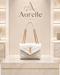 Aurelle Chevron Chain Flap Ivory front