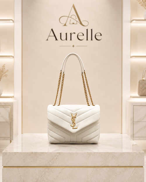 Aurelle Chevron Chain Flap Ivory front