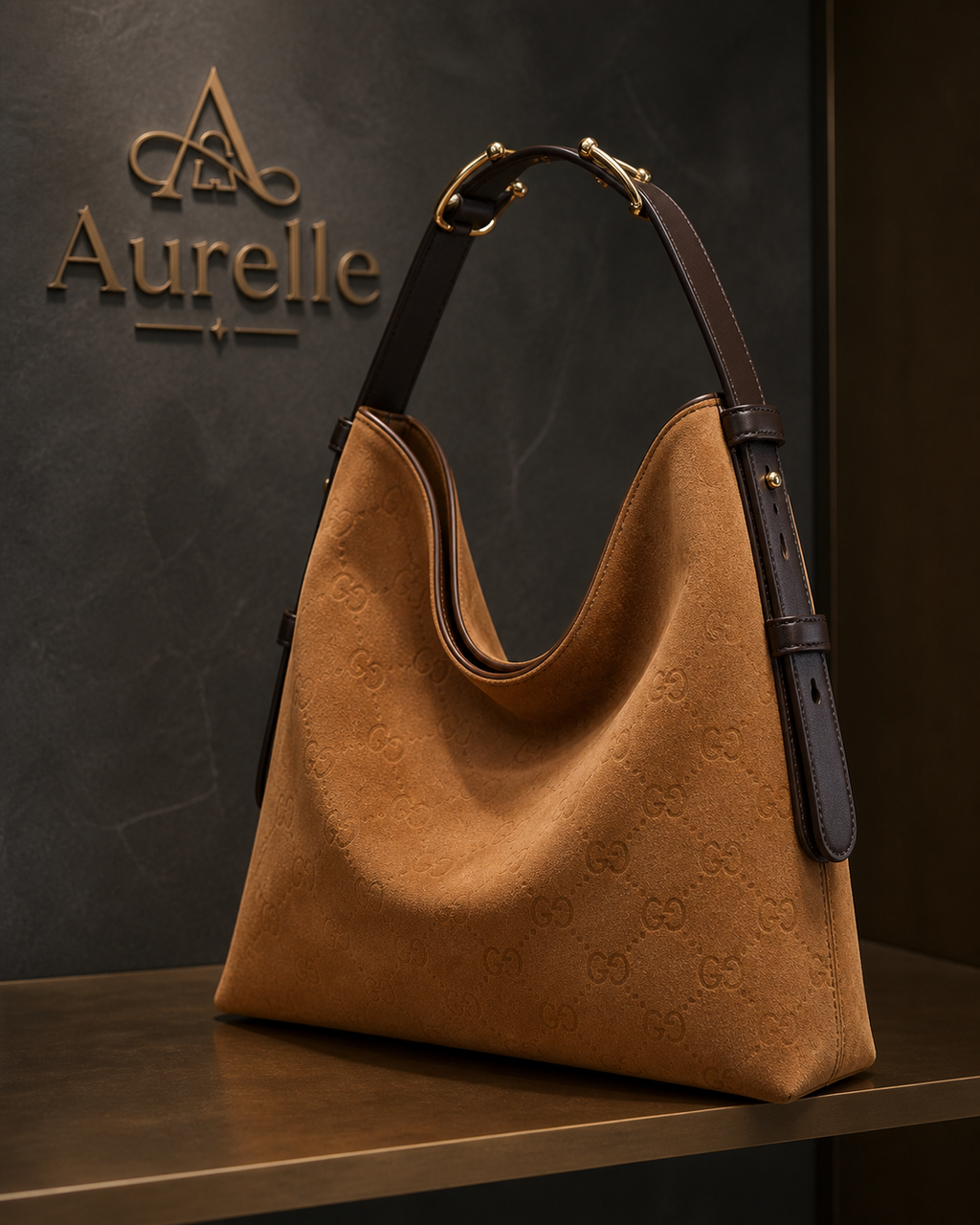 Aurelle Serene Hobo in Camel Suede - side product view