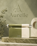 Olivia Croc Clutch on marble pedestal