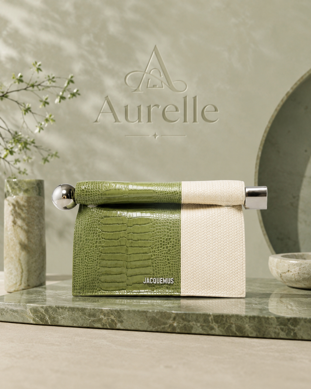 Olivia Croc Clutch styled with ceramics