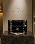 Aurelle Quilted Flap in Black Patent
